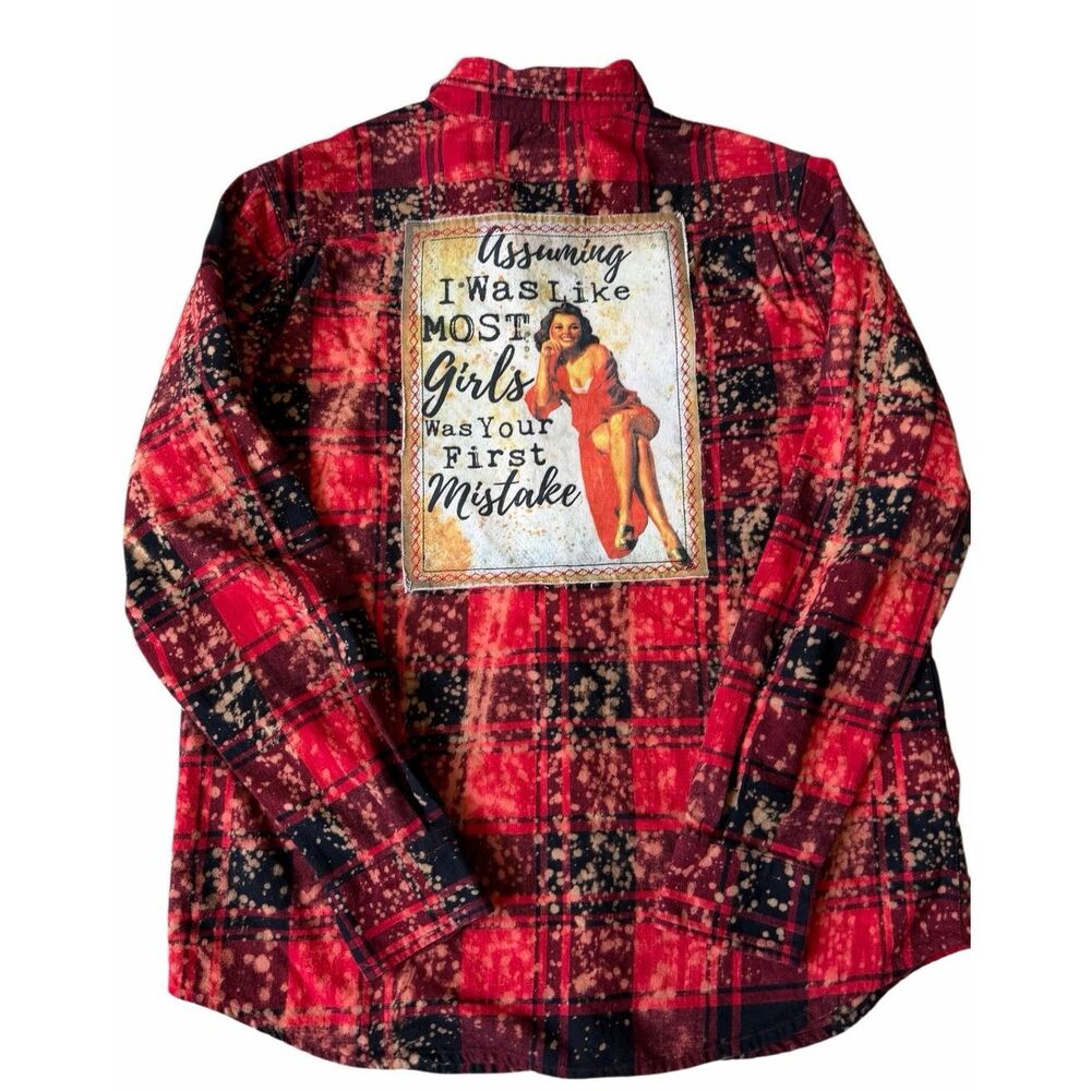 Angry Minnow Flannel Shirt Patch Assuming I was Like Most Girls Was Your First M - Picture 3 of 9